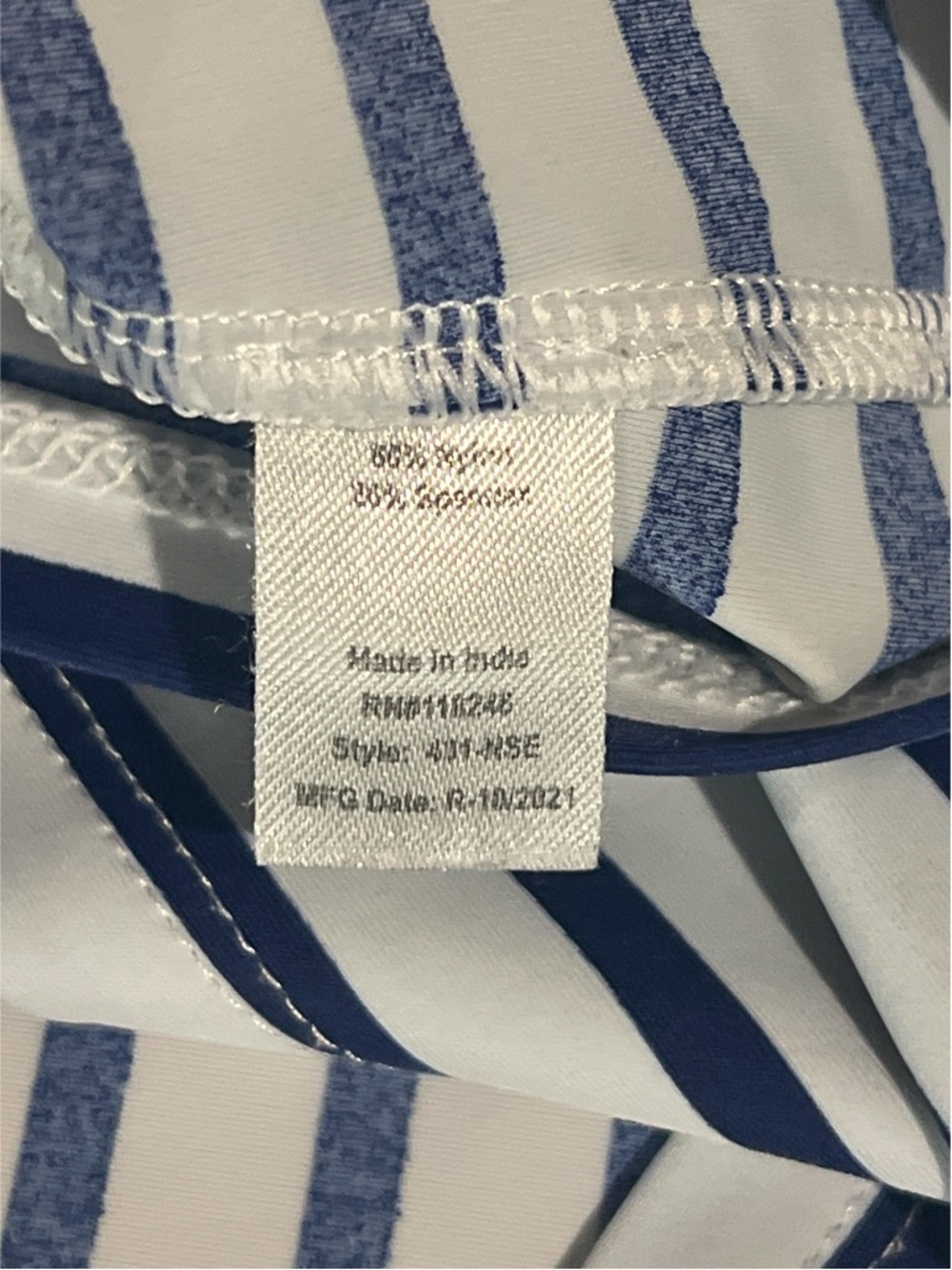 Cabana Life Swim Top Women’s Large Navy Stripe Zipper Rashguard - Picture 13 of 13